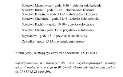 Harmonogram dowozów na wybory samorządowe