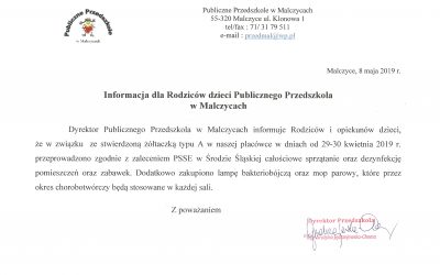 Informacja dla rodziców