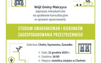 Spotkania konsultacyjne w sprawie opracowania studium uwarunkowań i kierunków zagospodarowania przestrzennego