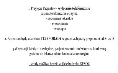 INFORMACJA Kierownika Samodzielnego Publicznego Zakładu Opieki Zdrowotnej w Malczycach