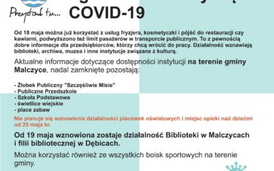 Aktualne informacje dotyczące dostępności instytucji na terenie gminy Malczyce