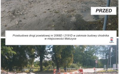 Przyglądamy się postępom prac budowy chodnika przy ul. Mazurowickiej oraz nawierzchni drogi przy Odrze od ul 1- go Maja w Malczycach