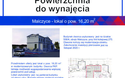 Do wynajęcia powierzchnia pod lokal gastronomiczny na Dworcu PKP w Malczycach