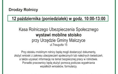 KRUS wystawi mobilne stoisko przy Urzędzie Gminy Malczyce