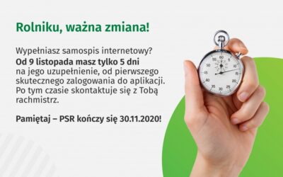 Powszechny Spis Rolny 2020: informacja dla Rolników – skrócony czas na wypełnienie samospisu od pierwszego logowania