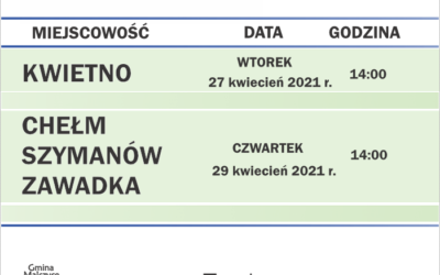 Informacja dla mieszkańców sołectw – Kwietno oraz Chełm, Szymanów, Zawadka