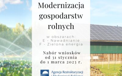 ARiMR: wsparcie dla rolników planujących inwestycje związane z nawadnianiem lub wykorzystaniem zielonych źródeł energii