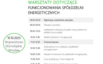 Bezpłatne warsztaty dotyczące funkcjonowania spółdzielni energetycznych